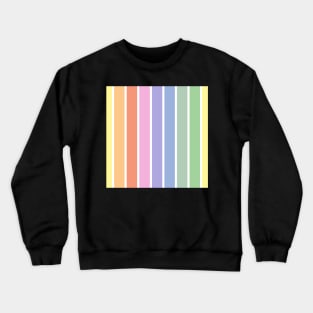 Vintage white and bright pastel rainbow stripes - vertical Crewneck Sweatshirt